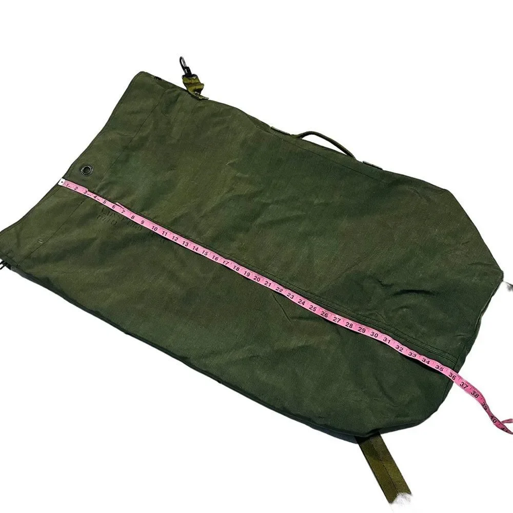 Vintage Olive Green Top Load Canvas Army Duffel Bag